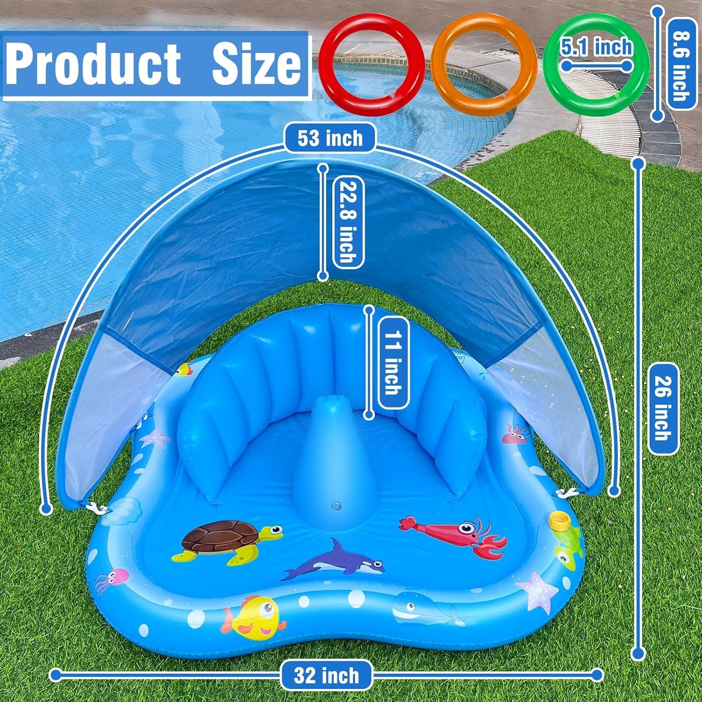 SplashShade™ Baby Splash Pool & Activity Centre | Inflatable Baby Pool With Sun Canopy