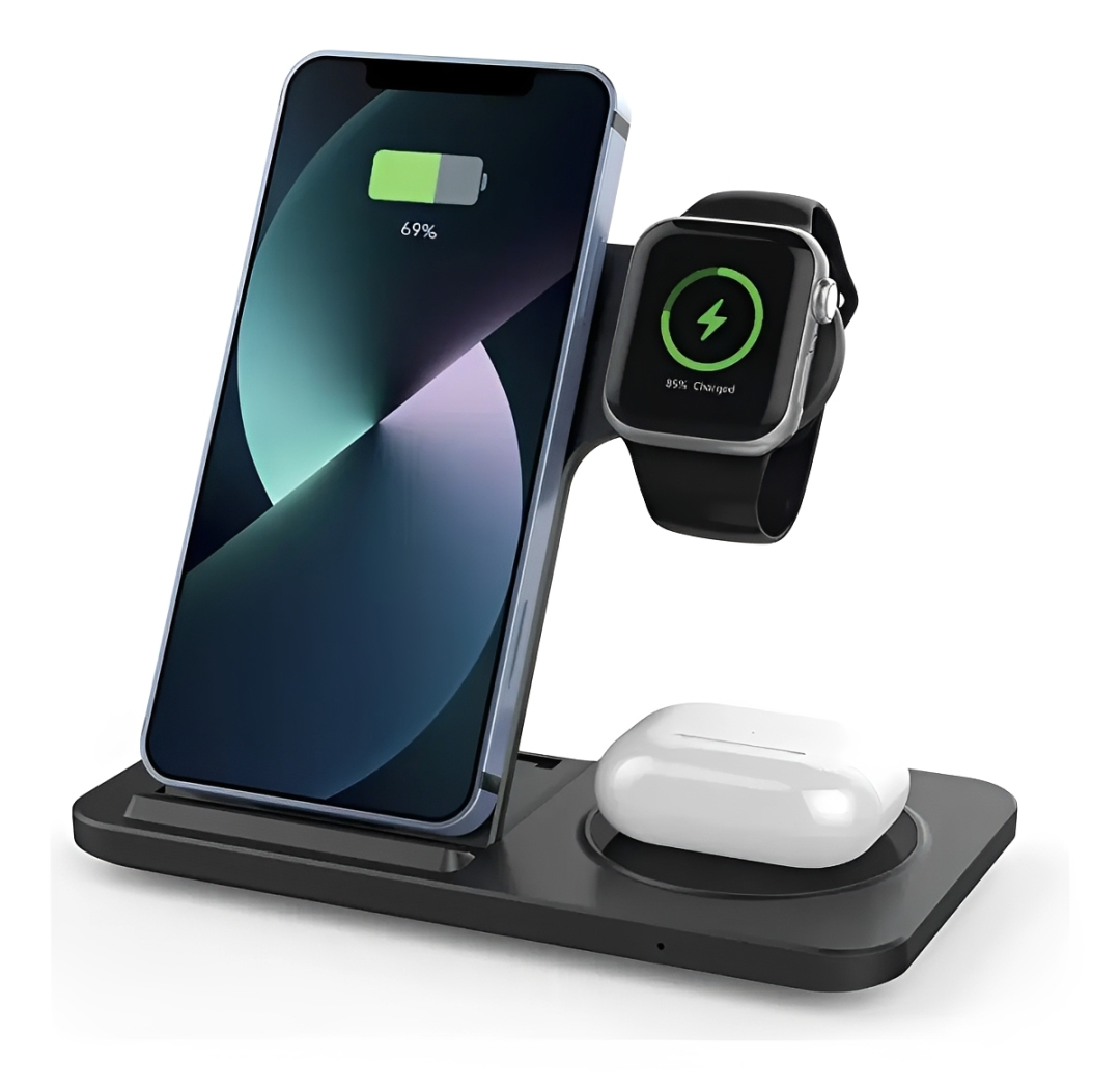 Estación de Carga Inalámbrica Magnética 3 en 1 para iPhone, Apple Watch y AirPods