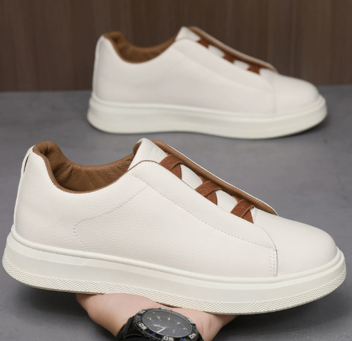 Zapatillas casuales de cuero sintético para hombre, calzado ligero de caña baja cómodo para caminar