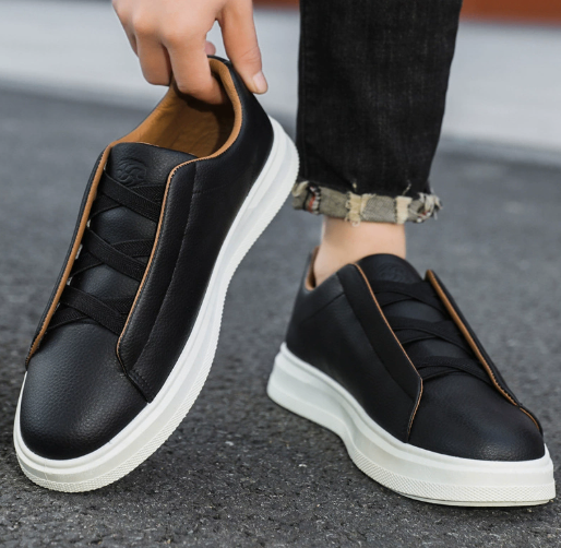 Zapatillas casuales de cuero sintético para hombre, calzado ligero de caña baja cómodo para caminar