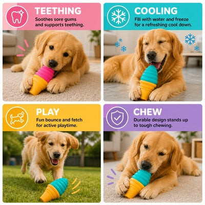 Freezable Ice Cream Cooling Toy for Dogs