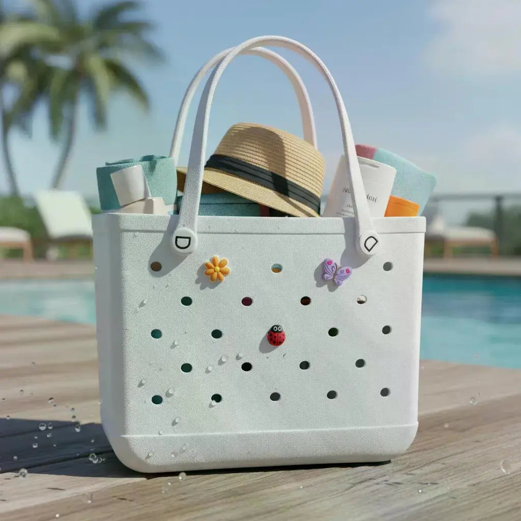 Stylish EVA Beach Tote Bag with 3 Charms