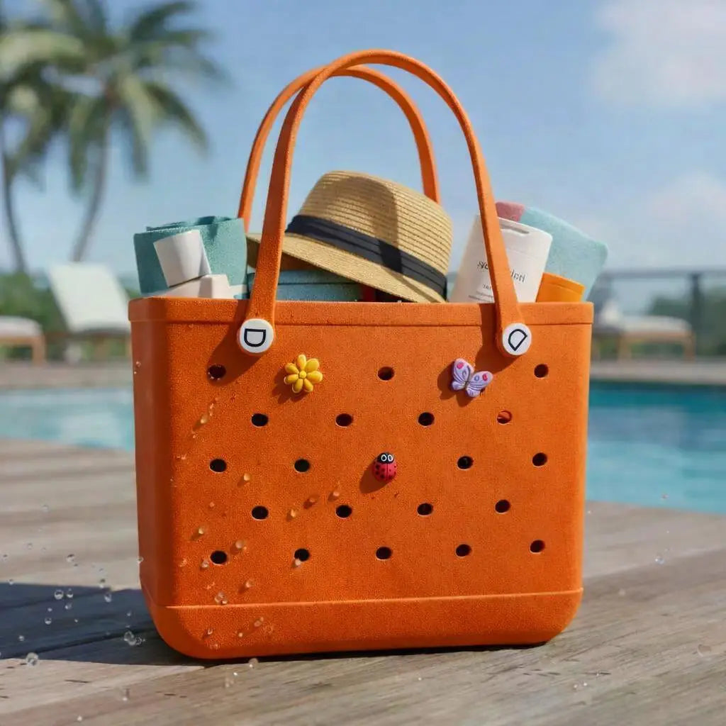 Stylish EVA Beach Tote Bag with 3 Charms