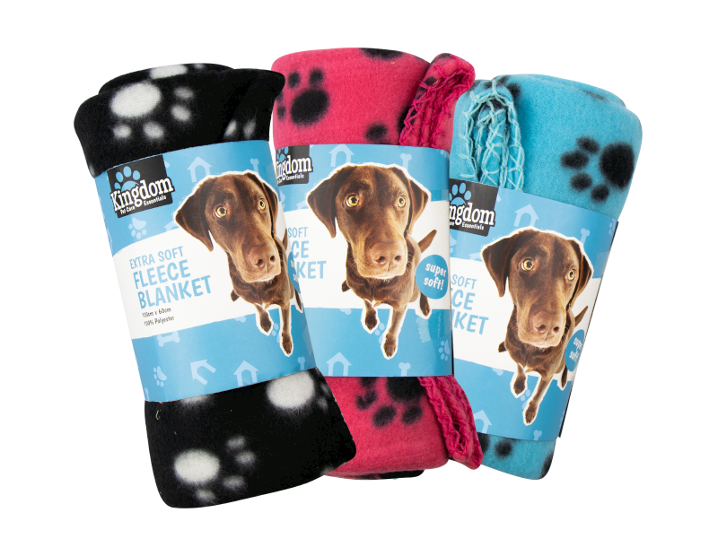 DUKE Fleece Paw Print Pet Blanket – 60cm x 100cm