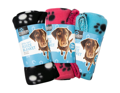 DUKE Fleece Paw Print Pet Blanket – 60cm x 100cm