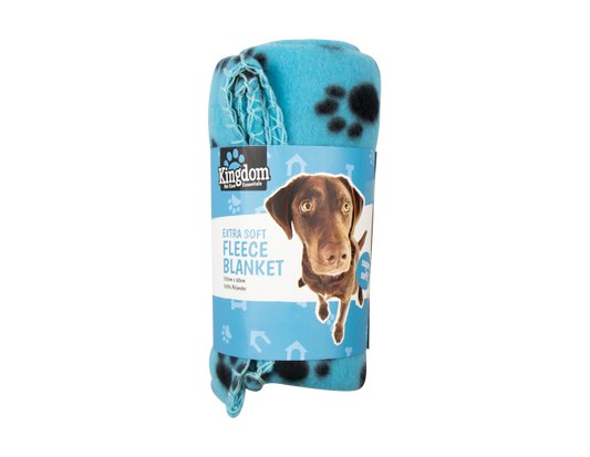 DUKE Fleece Paw Print Pet Blanket – 60cm x 100cm