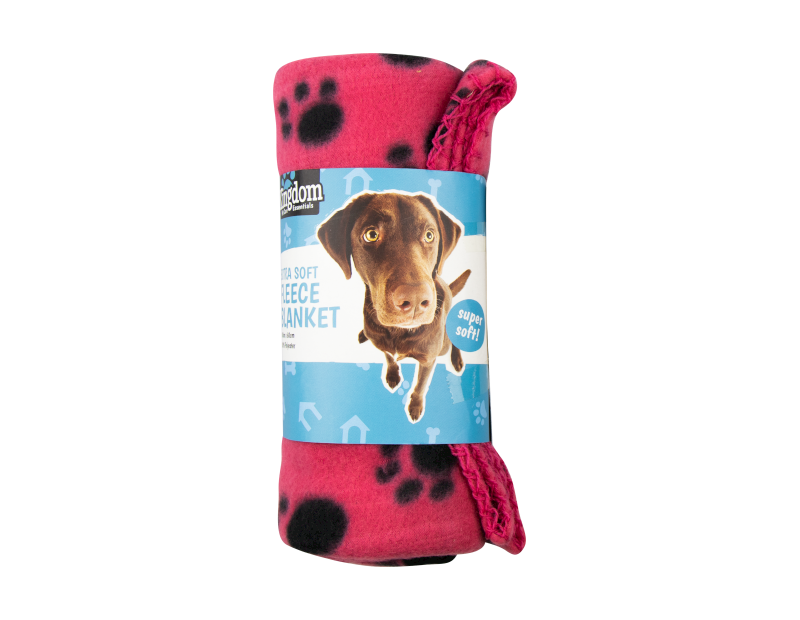 DUKE Fleece Paw Print Pet Blanket – 60cm x 100cm