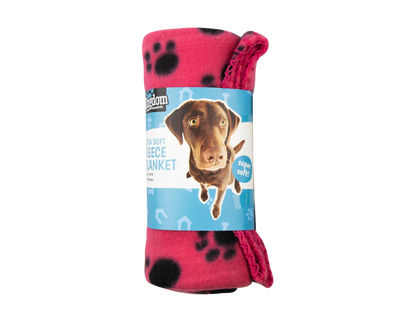 DUKE Fleece Paw Print Pet Blanket – 60cm x 100cm
