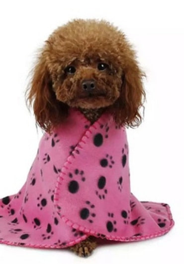 DUKE Fleece Paw Print Pet Blanket – 60cm x 100cm