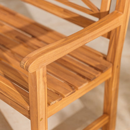 Wooden Garden Bench for Two – Classic Cross-Back Design