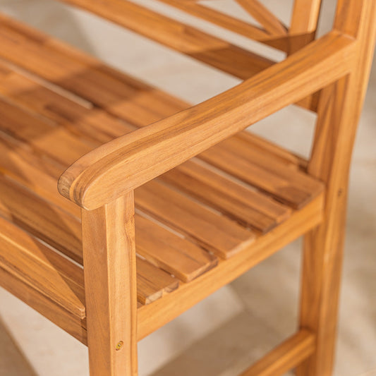 Wooden Garden Bench for Two – Classic Cross-Back Design