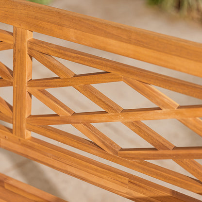 Wooden Garden Bench for Two – Classic Cross-Back Design