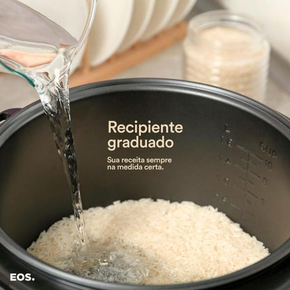 Eos Electric Rice Cooker, 10 Cups, 1.8L, Glass Lid and Keep Warm Function